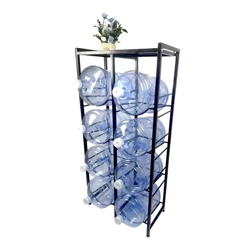 8 bottle water bottle rack with top shelves